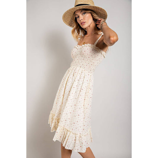 Floral Swiss Dot Smocked Dress