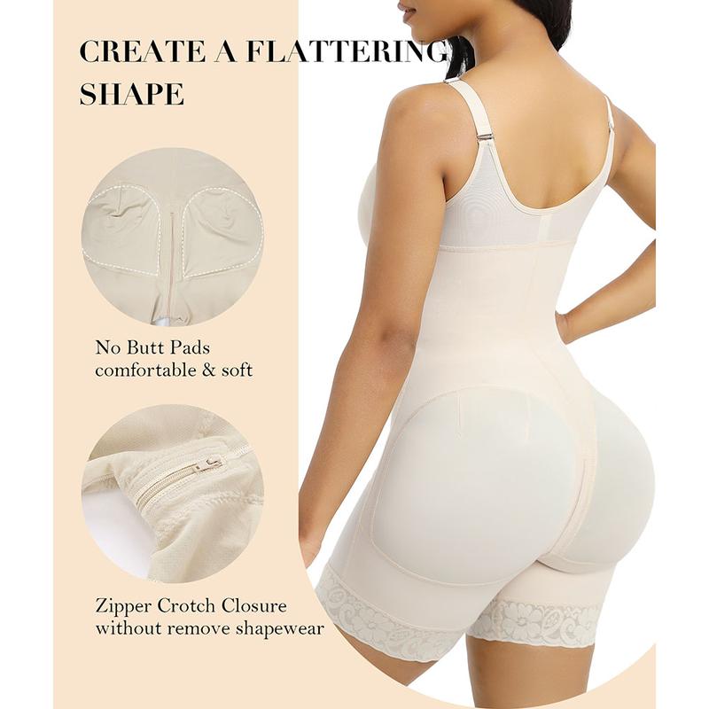 Women’s Colombianas Shapewear – Tummy Control, Butt Lifter, Detachable Straps & Zipper Crotch