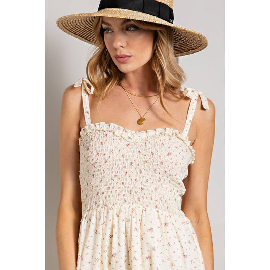 Floral Swiss Dot Smocked Dress