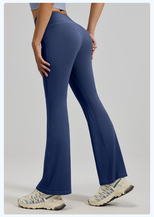 Cinched High Waisted Tummy Control Pocket Shaping Yoga Bootcut Leggings