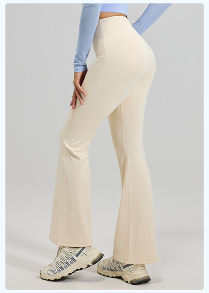 Cinched High Waisted Tummy Control Pocket Shaping Yoga Bootcut Leggings