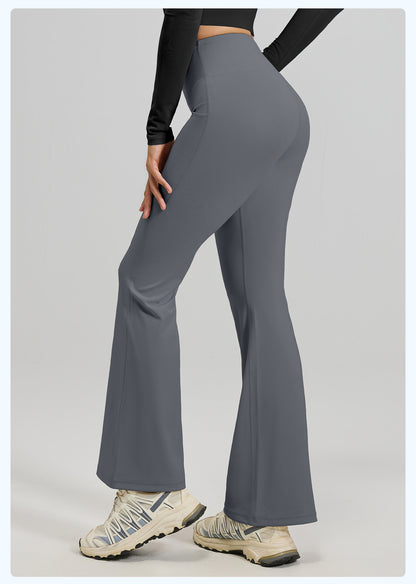 Cinched High Waisted Tummy Control Pocket Shaping Yoga Bootcut Leggings