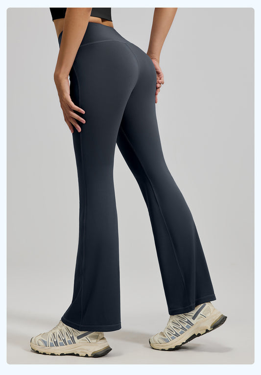 Cinched High Waisted Tummy Control Pocket Shaping Yoga Bootcut Leggings