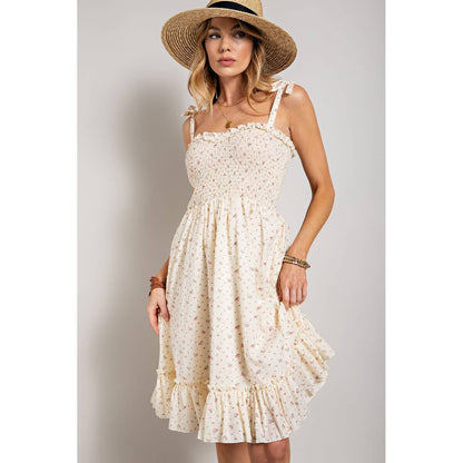 Floral Swiss Dot Smocked Dress