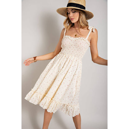 Floral Swiss Dot Smocked Dress