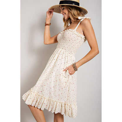 Floral Swiss Dot Smocked Dress